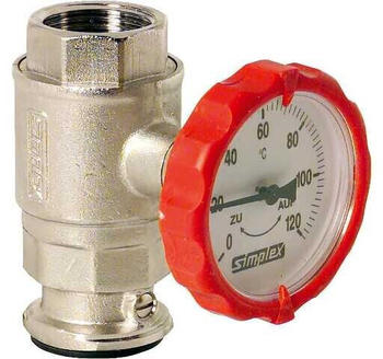 Simplex F10135 Pumpenkugelhahn mit SKB Typ S integrierter Thermometer D 63mm rund 1", rot