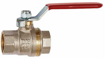 Riegler Kugelhahn Standardausf&uuml;hrung roter Hebel I/I Messing vernickelt G 1 1/2" (103173)