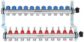 Simplex Verteiler Edelstahl 1'' für FBH 11 Kreise mit Durchflusseinsätzen 0-5 l/min. (F18520)