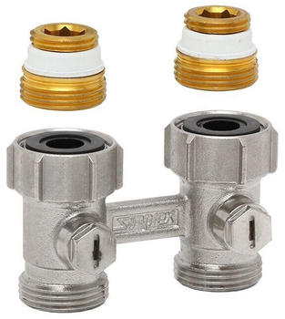 Simplex Zweirohr-Hahnblock Exclusiv D1/50 3/4" Eurokonus x 1/2" AG selbstdichtend Durchgang (F10010)