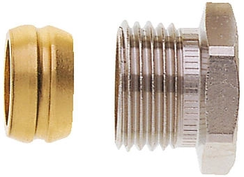 Heimeier Klemmverschraubung vernickelt f&uuml;r Kupfer- und Stahlrohr 15mm und Rp 1/2" IG (2201-15.351)