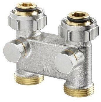 Oventrop Umlenkst&uuml;ck mit Absperrung, Durchgang, 50 mm, 3/4" &Uuml;M x 3/4" AG, Messing vernickelt (1016362)