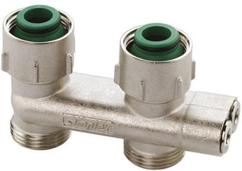 Simplex Umlenkstück Eck E2/50 3/4" mit Absperrung vernickelt (F10079)