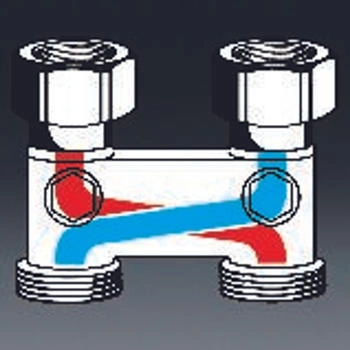 Oventrop Umlenkst&uuml;ck mit Absperrung Winkelform, 50mm, 3/4" &Uuml;M x 3/4" AG, vernickelt (1016462)