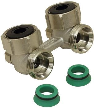 Flamco Exclusiv Eck Hahnblock E2/50 G 3/4" Innengewinde x G 3/4" Außengewinde Messing vernickelt mit Konus (F10016)