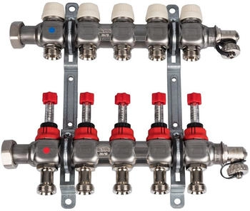 Kermi x-net Verteiler 1" Komfort-7 für 7 Kreise, Baulänge 420 mm (SFVT0701000)