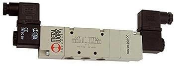 Riegler 5/3-Wegeventil, elektropneumatisch, Mitte belüftet, G 1/8, 230 V, 50 Hz (517.324)