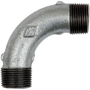 Riegler Bogen 3, lang, 90°, AG/AG, R 3/4, schwarzer Temperguss feuerverzinkt (TFB 3-34)