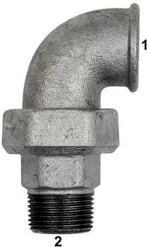 Riegler Bogen-Verschraubung 97 IG/AG Rp 1 1/4, R 1 1/4, schwarzer Temperguss (TFV 97-114)