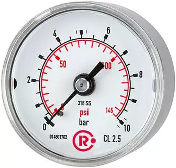 Riegler Standardmanometer CrNi-Stahl G 1/4 hinten zentr. 0-40,0bar &Oslash;50 (4169)