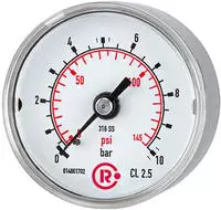 RIEGLER 102440-4162 Standardmano, CrNi-Stahl, G 1/4 hinten zentr., 0-1,6 bar,...