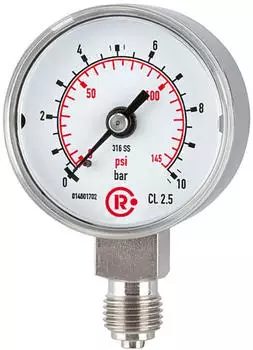 Riegler Standardmanometer CrNi-Stahl G 1/4 unten 0-100bar &Oslash;40 (4111)