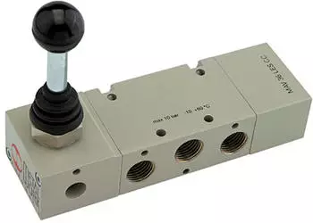 Riegler 5/3-Wegeventil, man. 90&deg; Hebel, G 1/2, Mitte geschl., Federr&uuml;ck. (514.141)