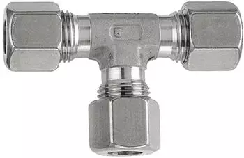Riegler T-Verschraubung Rohr-Au&szlig;en-&Oslash; 15mm Edelstahl 1.4571 315bar (ES 139)