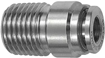 Riegler Gerade Steckverschraubung, rund, R 1/2 a., Schlauch &Oslash; 12mm, 20 bar, Edelstahl 1.4404 (850.012-12 ES)