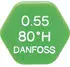 Danfoss Öldüse LE-H Hohlkegel 0,65 USgal/h 80° mit Abschlussventil (030H8714)