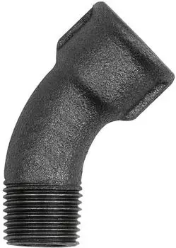 Riegler Bogen 40, 45&deg;, Rp 1&frac12;i, R 1&frac12;a, Temperguss schwarz (TFB 40-112-S)