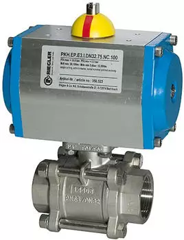 Riegler Edelstahl-Kugelhahn pneumat. Stellantrieb doppeltwirkend Rp3/4 DN20 (350.511/1)