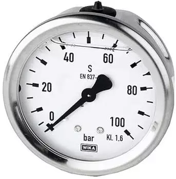 Riegler Glyzerinmanometer CrNi-Stahl G 1/4 hinten zentr. 0-40bar &Oslash;63mm (810-C)