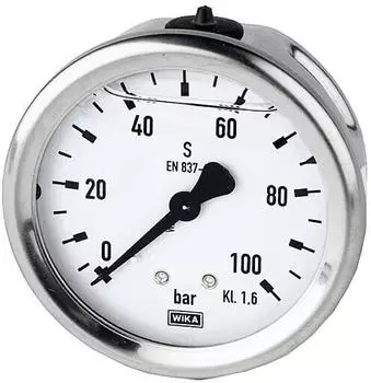 Riegler Glyzerinmanometer CrNi-Stahl G 1/4 hinten zentr. 0-1,0 bar &Oslash;63 (802-C)