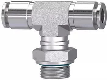 Riegler T-Steckverschraubung drehbar G 3/8 a. Schlauch-&Oslash; 10mm Edelstahl 1.4404 (855.038-10 ES)