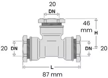 Caleffi T-St&uuml;ck 864 Messing 20mm, f&uuml;r PE-Kunststoffrohr (864020)