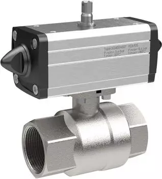 Riegler Messing-Kugelhahn pneum. Stellantrieb, doppeltwirkend, Rp 1/2 (351.210-1)
