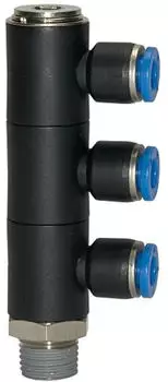 Riegler L-Mehrfachverteiler &bdquo;Blaue Serie" 3-fach drehbar R 1/2 a &Oslash;8mm (165.012-8)