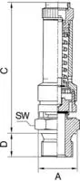 Sicherheitsventil Dn 8, Messing, G 1/2, Ansprechdruck 5,6 Bar - Riegler