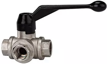 Riegler 3-Wege-Kugelhahn T-Bohrung MS vernickelt Rp 1 1/4 (1084 FL)