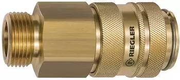 Riegler Schnellverschlusskupplung NW 19, Messing blank, G 3/4 AG (419.14)
