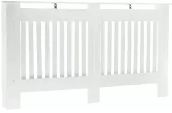 toboli Heizk&ouml;rperverkleidung wei&szlig;, MDF, Lamellenoptik, 172x19x82cm (64263)