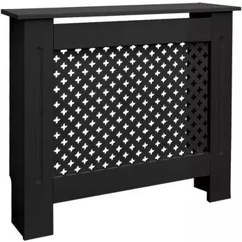 ECD Germany Heizk&ouml;rperverkleidung Wabenmuster 78x19x82cm, MDF, schwarz (390001362)