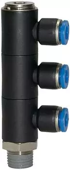 Riegler L-Mehrfachverteiler &raquo;Blaue Serie&laquo; 3-fach drehbar, R 1/2, &Oslash;10mm (165.012-10)