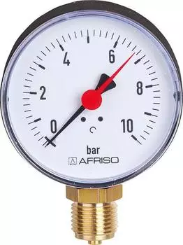 Afriso Rohrfedermanometer RF 80 radial 0-10 bar, Geh&auml;use 80mm, 1/2" (63564)