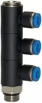 Riegler L-Mehrfachverteiler &bdquo;Blaue Serie" 3-fach, drehbar, G 1/2, &Oslash;8mm (172.012-8)