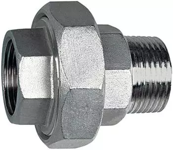 Riegler Lösbarer Doppelgewindenippel IG/AG, flach dichtend, G 2, Edelstahl 1.4408 (274.09-ES)