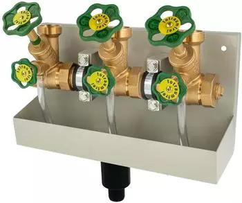Schl&ouml;sser Kompaktverteiler mit Ablaufrinne 3-fach DN32 Messing (9371918)