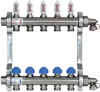 Zewotherm ZEWO Premium Heizkreisverteiler 11 Kreise, Edelstahl, 670mm (11100066)