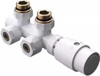 doporro Thermostat-Anschlussventil Mittelanschluss wei&szlig; 187mm