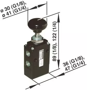 Norgren Pneumatik-Ventil, manuell/mechanisch bet&auml;tigt, Aluminium (03040402)