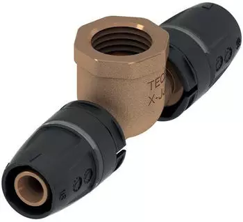 Tece TECElogo Push T-St&uuml;ck IG 25mm x Rp 3/4" x 25mm, Rotguss/Siliziumbronze (8713404)