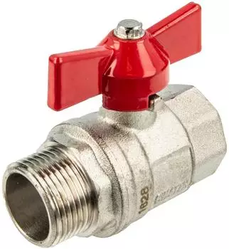 tecuro Kugelhahn Innen- x Au&szlig;engewinde G 1 Zoll (DN 25), roter Fl&uuml;gelgriff, Messing CW 617 N (39100)
