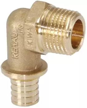 Rehau Rautitan RXplus Winkelübergang 25mm x R 1" Rotguss (14564821001)