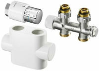 Oventrop - Ventil-anschlussset M Th-kopf Durchgangsform, Multiblock Wei&szlig;