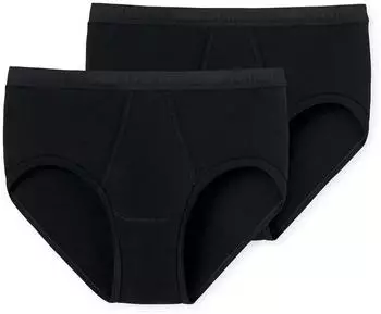 Schiesser 2-Pack Sportslips mit Eingriff Feinripp Original Feinripp (005136-000) schwarz