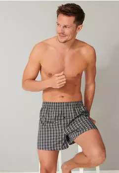 Schiesser Boxershorts 2er-Pack Webware schwarz kariert Boxershorts Multipack (180500)