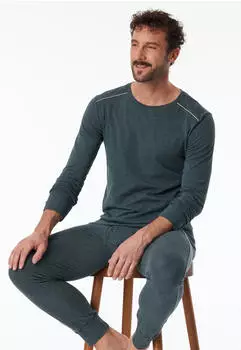 Schiesser Shirt langarm blau meliert Comfort Fit (181839)