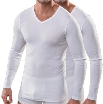 Hermko 164680 2er Pack Herren Langarmshirt V-Ausschnitt baumwolle modal