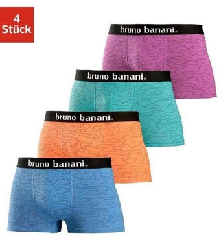 Bruno Banani Boxer 4er-Pack Kontrast-Webbund blau orange t&uuml;rkis lila